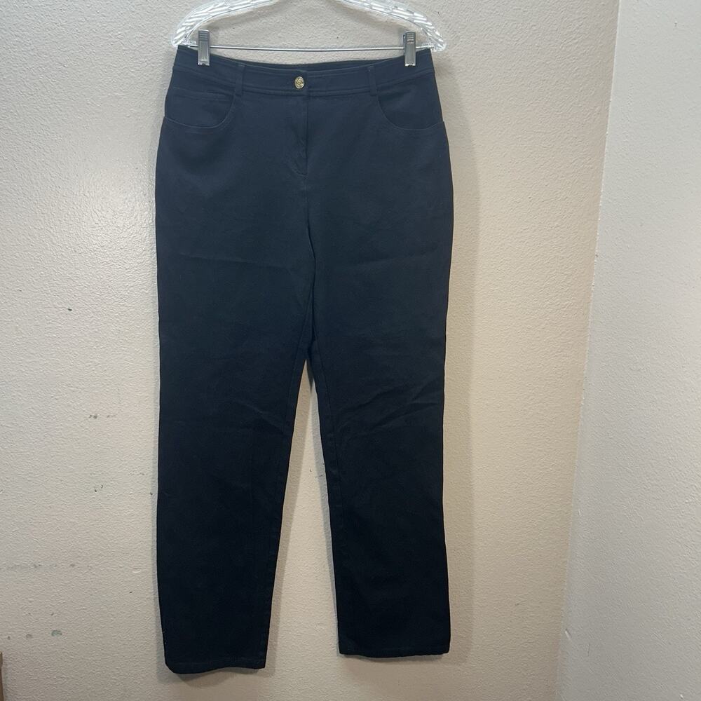 St. John by Marie Gray Jeans Size 8 Black Denim Straight Leg‎ High Rise Waisted